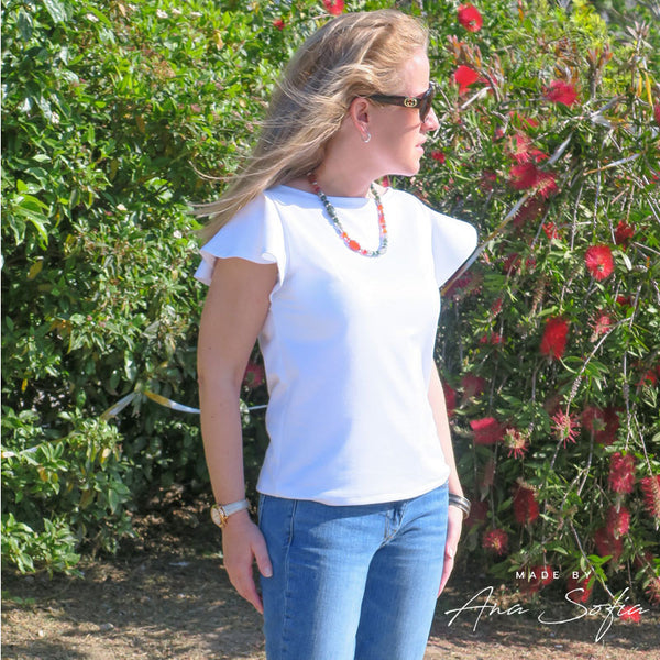 Amie Top Boat Neck Small Butterfly Sleeves