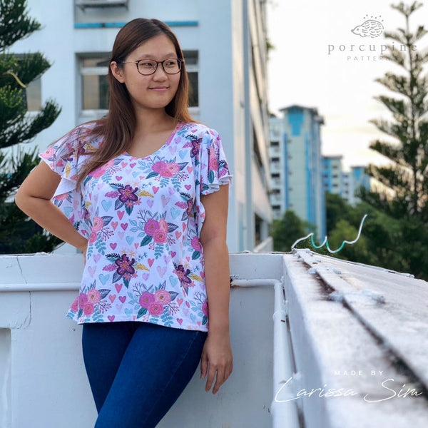 Amie Top Scoop Neck Large Butterfly Sleeves