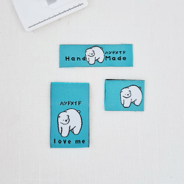 Turquoise Woven Clothing Labels - Polar Bear (9pc variety pack)