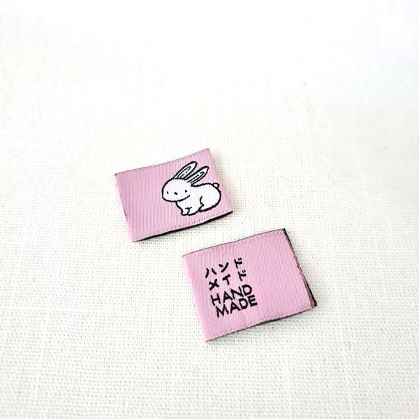 Pink Woven Clothing Labels - Rabbit (9pc variety pack)
